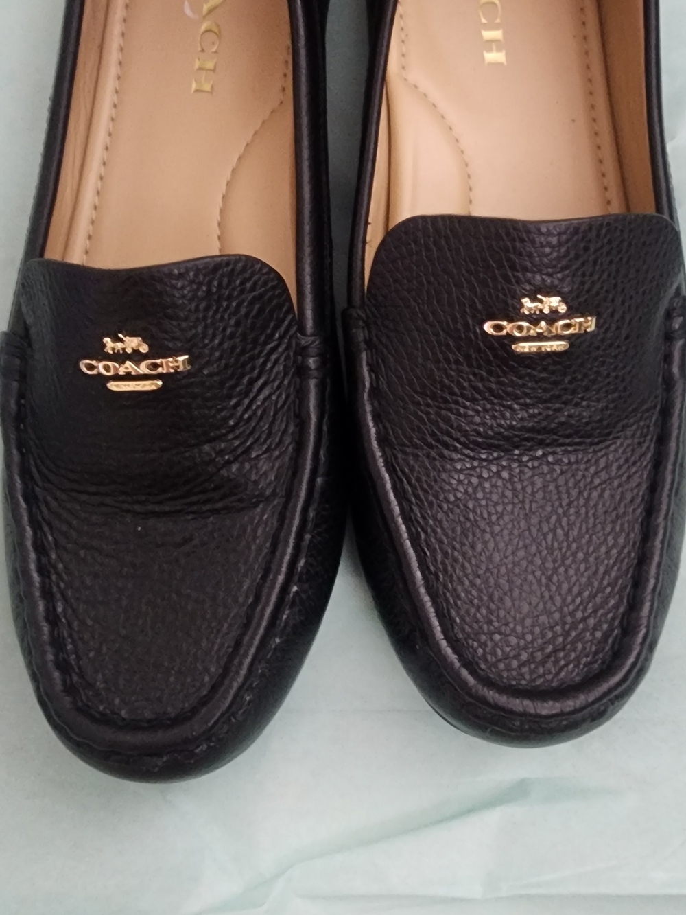 COACH Women's Black Leather Driving Loafers - Picture 3 of 9